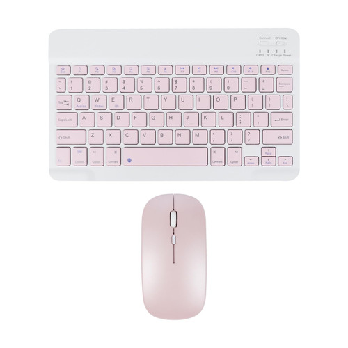 JVZODN Ultra Slim Bluetooth Keyboard and Mouse Combo for iPad, Rechargeable Compact Wireless Keyboard Mouse Set for iPad pro/iPad Mini/iPad Air Mac OS, Android Windows iOS (Pink)