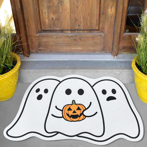 TRUEDAYS Halloween Door Mat, White Spooky Ghosts Outdoor Welcome Rug Durable Bedroom Door Mats, Cute Cartoon Shaped Halloween Decoration Doormat with Non Slip Rubber Backing TRUEDAYS Halloween Door Mat, White Spooky Ghosts Outdoor Welcome Rug Durable Bedroom Door Mats, Cute Cartoon Shaped Halloween Decoration Doormat with Non Slip Rubber Backing
