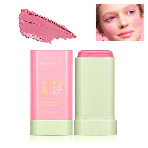 Multi-Use Makeup Blush Stick, Beauty Solid Moisturizer Stick for Eyes Lips Cheek, Natural-looking Nude Makeup Cheek Tint Blush, Long-wearing, Waterproof Soft Cream Blush Stick (1# Shy Pink)