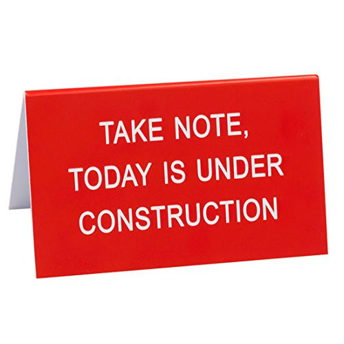 About Face Designs Under Construction Large Desk Sign, Multicolor