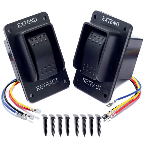 2pcs RV Power Stabilizer Switch with Harness 387874 Replacement for Lippert Trailer Components 12V Extend Retract for RV Stabilizer Jacks IP66 Black