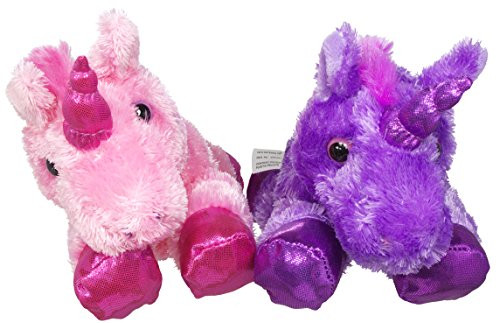 Aurora Bundle of 2 Plush 8" Bright Unicorns - Lavender and Pink