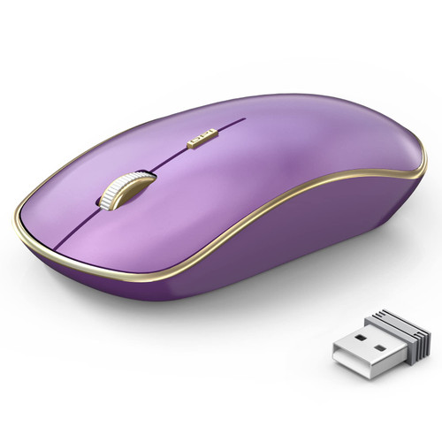 J JOYACCESS Computer Mouse Wireless, 2.4G Silent Wireless Mouse, Portable Ergonomic Wireless Mouse with 5 Adjustable DPI Levels, Cordless Mouse for Desktop, Notebook, PC, Laptop (Purple)