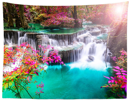 BELECO Fairyland Lake Waterfall Tapestry 60x50 Inch Green Lake Water Dazzling Sunshine Nature Tapestry Spring Summer Garden Landscape Theme Tapestry for Bedroom Living Room Dorm Home Decor BELECO Fairyland Lake Waterfall Tapestry 60x50 Inch Green Lake Water Dazzling Sunshine Nature Tapestry Spring Summer Garden Landscape Theme Tapestry for Bedroom Living Room Dorm Home Decor