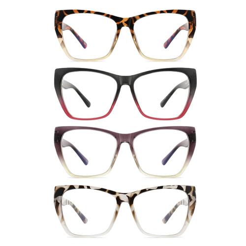 Yuluki 4 Pack Reading Glasses Blue Light Blocking for Men Women,Butterfly Frame Computer Readers with Spring Hinges,Anti Glare Eyestrain +1.75