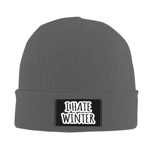 wikjxiz I Hate Winter Hat Mens Womens Winter Warm Knitting Hats Deep Heather Fashion Skull Beanie Cuffed Cap