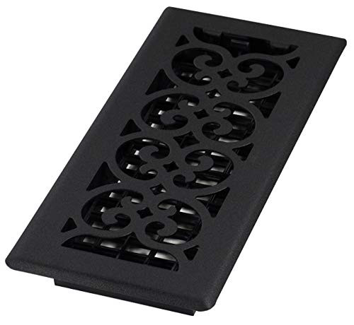 Decor Grates ST410 Scroll Floor Register, Textured Black, 4-Inch by 10-Inch