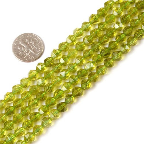 6mm Round Faceted Gemstone Green Peridot Beads Strands 15 Inches Jewelry Making Beads