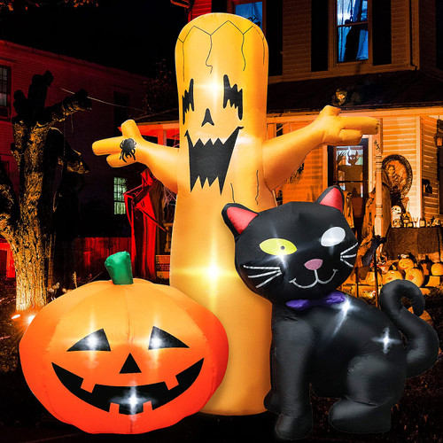 PARTY Life 8 FT Halloween Inflatable Outdoor Decoration Dead Tree, Pumpkin and Black Cat, Halloween Blow Up Yard Decorations with LED Lights Built-in for Halloween Party, Indoor, Outdoor, Yard, Garden