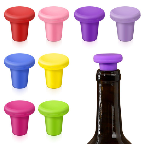 8Pcs Wine Stoppers, Silicone Wine Corks, Reusable Wine Stopper, Wine Bottle Stopper Reusable Beer Bottle Stopper, Wine Saver, Reusable Beer Bottle Cover Bottle Stopper Bottles Supplies