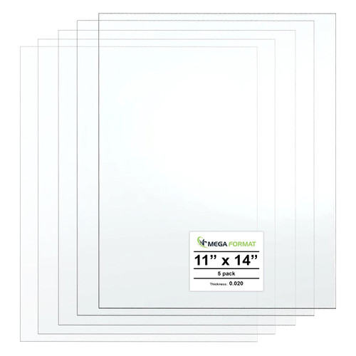 Clear Polystyrene Flexible Plastic Board Sheet 11" x 14" (.020 Thick) Styrene Sheet, Ideal for Modeling Projects, Displays, Plastic Sheets for Crafts, Styrene Sheets Durable Plastic Sheet (5-Pack)