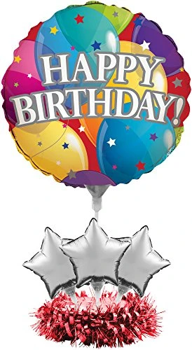 Creative Converting 268809 Metallic Happy Birthday Balloon Centerpiece Kit Party Supplies, One Size, Multicolor