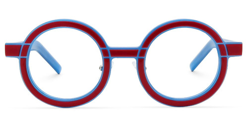 VOOGLAM Red/Blue Round Frame Clear Lens Glasses for Women, Fashion Fake Glasses Non Prescription Eyeglasses