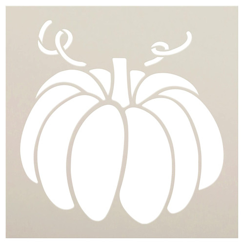 Pumpkin with Curling Vines Stencil by StudioR12 | Craft DIY Fall Home Decor | Paint Autumn Farmhouse Wood Sign Reusable Mylar Template | Select Size (18 inches x 18 inches)