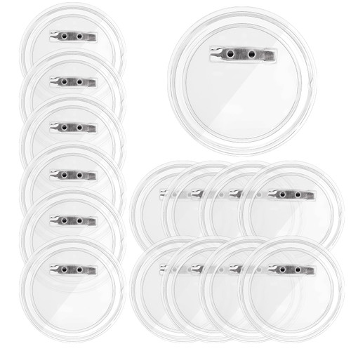 15 Set Clear Design Craft Buttons Pins, Acrylic Design Button Badge Clear Plastic Craft Button with Pin Button Pin Badges Kit for DIY Craft Supplies and Craft Activities(2.3 in)