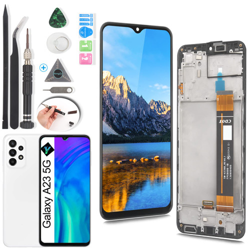 YWLRONG Screen Replacement for Samsung Galaxy A23 5G SM-A236U/A236B LCD Display Touch Screen Digitizer Assembly with Kit(Black with Frame)