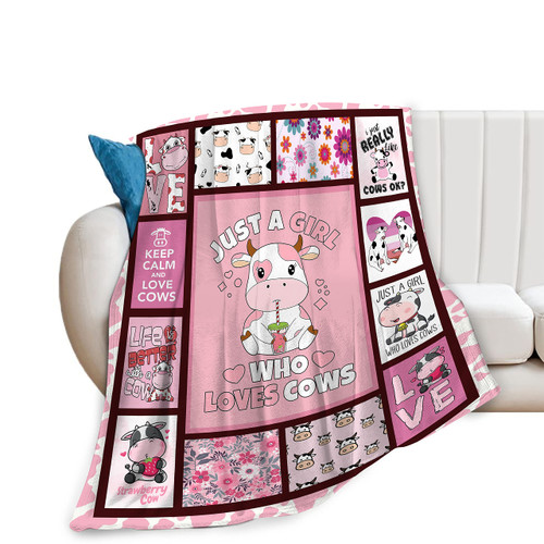 Cow Blanket for Girls Just A Girl Who Loves Cows Throw Blanket Pink Animal Plush Blanket Fleece Fuzzy Cartoon Cute Cow Gifts for Kids Adults Super Soft Warm Cozy Flannel for Couch Bed Sofa 50"x40" Cow Blanket for Girls Just A Girl Who Loves Cows Throw Blanket Pink Animal Plush Blanket Fleece Fuzzy Cartoon Cute Cow Gifts for Kids Adults Super Soft Warm Cozy Flannel for Couch Bed Sofa 50"x40"