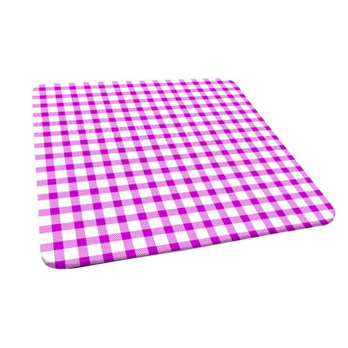Buffalo Plaid Fitted Polyester Tablecloths Square, Retro White Pink Plaid Elastic Edge Decorative Table Cloth, Dust & Wrinkle Proof Fabric Table Cover for Living Room Kitchen Use, Fits 30"x30" Table