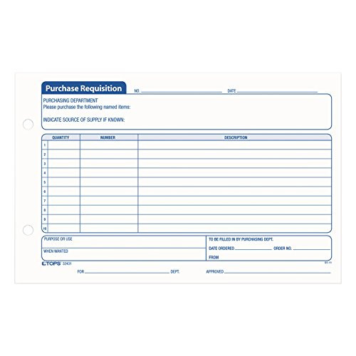 TOPS Purchase Requisition Pad, 10 Lines, 5.5 x 8 Inches, 100 Sheets per Pad, 2 Pads/Pack (32431)