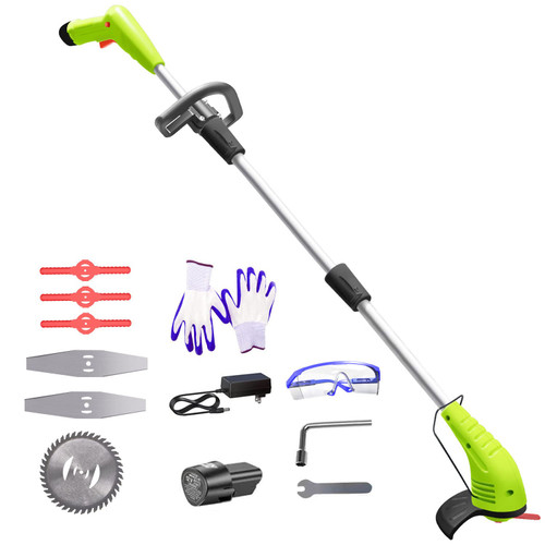 Cordless Lawn Trimmer Weed Wacker - GardenJoy 12V Grass & Lawn Edger with 2.0Ah Li-Ion Battery Powered and Cutting Blade, Electric Weed Trimmer Tool for Garden and Yard