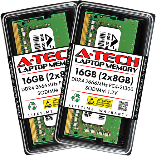 A-Tech 16GB (2x8GB) DDR4 2666MHz PC4-21300 (PC4-2666V) CL19 SODIMM 1.2V 260-Pin Non-ECC SO-DIMM Laptop Notebook RAM Memory Modules