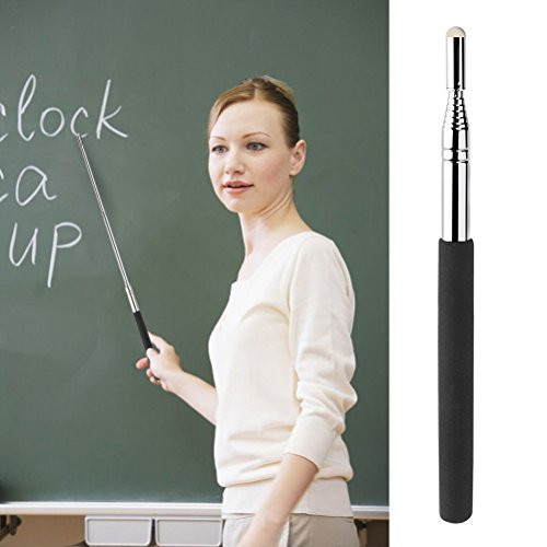 CosCosX 2 Pcs Telescopic Teachers Pointer Stick,Teaching Pointer,Extendable Retractable Hand Pointers Handheld Presenter Classroom Whiteboard Pointer,Black