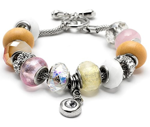 Rhinestone Charm Large Hole Bead Bracelet Kit - 14 pieces