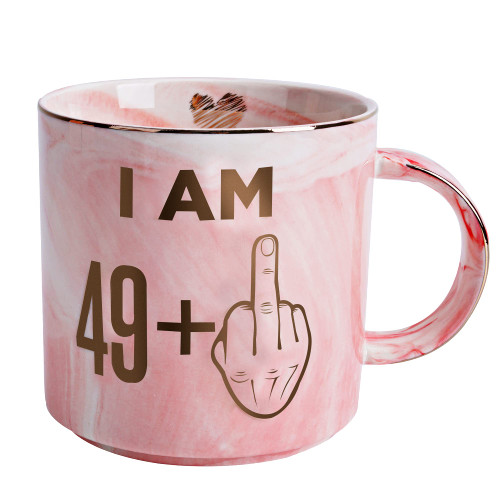 50th Birthday Gifts for Women - Funny Turning 50 Year Old Birthday Gift Ideas for Wife, Mom, Daughter, Sister, Aunt, Best Friends, BFF, Coworkers - Fabulous Pink Marble Mug, Ceramic 11.5oz Coffee Cup