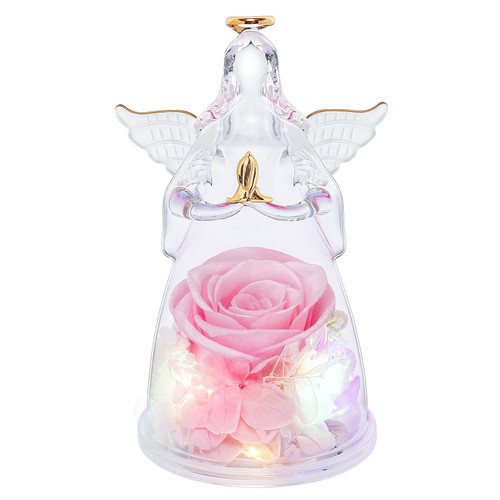 Rose Flower Gifts for Women,Pink Preserved Flower Rose in Glass Angel Figurines Gift,Birthday Gifts for Women,Mom Gift for Christmas,Light Up Glass Angel Gifts with Preserved Real Roses Gifts for Wife Rose Flower Gifts for Women,Pink Preserved Flower Rose in Glass Angel Figurines Gift,Birthday Gifts for Women,Mom Gift for Christmas,Light Up Glass Angel Gifts with Preserved Real Roses Gifts for Wife