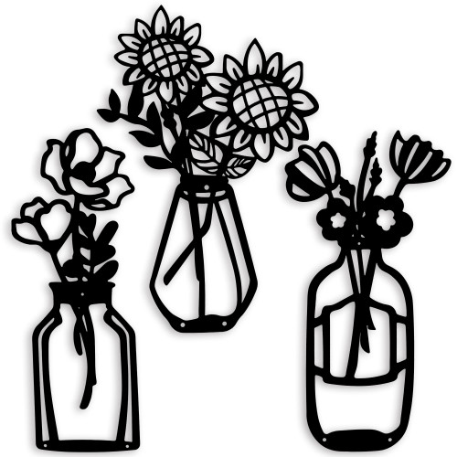 qzmaikoo 3 Pieces Sunflower Black Metal Flowers Wall Decor Metal Vase Wall Art Metal Wall Sculptures Hanging for Indoor Kitchen Bathroom Dining Room Patio,14.56x7.87 inches qzmaikoo 3 Pieces Sunflower Black Metal Flowers Wall Decor Metal Vase Wall Art Metal Wall Sculptures Hanging for Indoor Kitchen Bathroom Dining Room Patio,14.56x7.87 inches