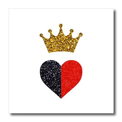 3D Rose Queen of Hearts Iron On Heat Transfer, 6 x 6, White