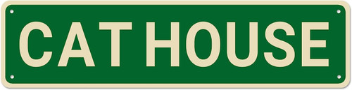 Metal Sign tin signs CAT HOUSE Vintage Sign Funny metal Signs Retro Tin Signs Aluminum Metal Sign for Office Kitchen Garden Wall Bab Club Coffee Home Decor 6x16 Inch