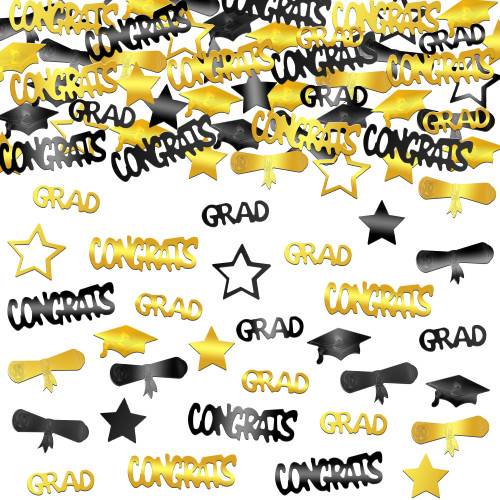 KatchOn, Congrats Grad Graduation Confetti 2023 - Pack of 1300 | Black and Gold Graduation Decorations 2023 | Congrats Grad Confetti, Graduation Table Decorations | Graduation Party Decorations 2023