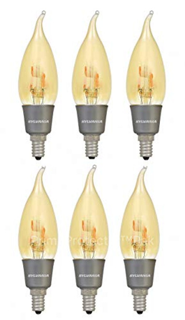 6 Pack Sylvania 79542 Vintage LED Light Bulb 40 Watt Equivalent B10 Bent Candle Flame Tip E12 Candelabra Base 40W Chandelier Antique Edison Filament Warm Amber (Not White) Indoor Outdoor Non Dimmable 6 Pack Sylvania 79542 Vintage LED Light Bulb 40 Watt Equivalent B10 Bent Candle Flame Tip E12 Candelabra Base 40W Chandelier Antique Edison Filament Warm Amber (Not White) Indoor Outdoor Non Dimmable