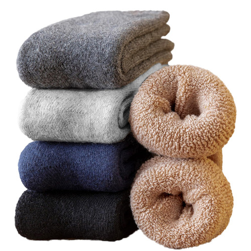 MOSOTECH 5 Pairs Warm Wool Socks for Men, Size 7-12, Thick Thermal Socks Cozy Boot Socks for Cold Winter