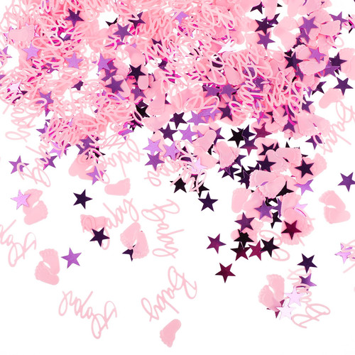 1000 Pieces Baby Shower Decorations Confetti - Pink Girl Party Decorations Table Scatter Confetti, Sprinkle Decor Confetti for Baby Shower Gender Reveal Party Supplies (Pink Feet)