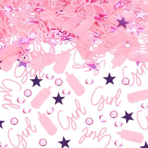 1000 Pieces Baby Shower Confetti - Baby Shower Decorations Pink Girl Table Scatter Confetti, Sprinkles Decor Confetti for Baby Shower Gender Reveal Party Supplies (Girl)
