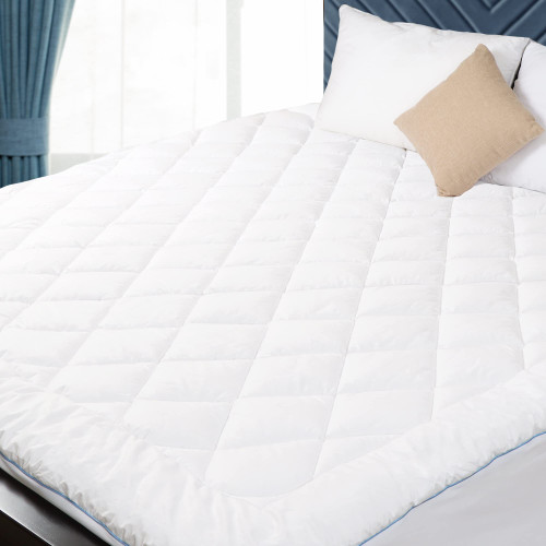 HOMTEC Twin Mattress Pad Cotton Mattress Pad Cover for College Dorm Quilted Mattress Cover 18-22" Deep Pocket Mattress Protector Twin Size Thin Down Alternative Filling Noiseless & Breathable