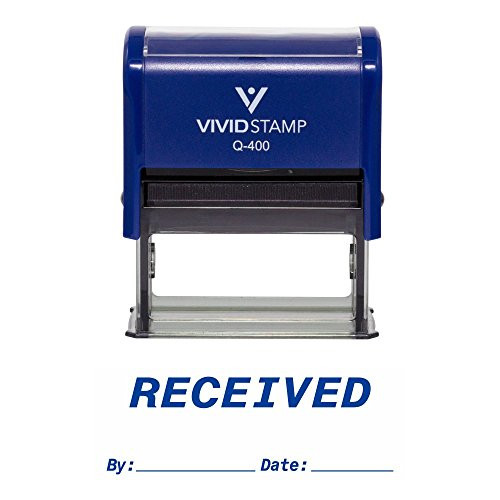 Received by Date Self Inking Rubber Stamp (Blue Ink) X-Large