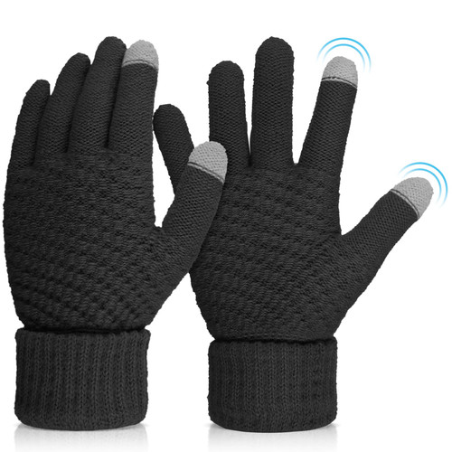 Abeillo Women's Winter Warm Touchscreen Gloves, Thermal Knit Soft Fleece Lined Glove Winter Texting Gloves Elastic Cuff Glove
