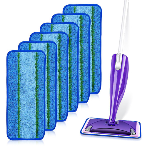6 Pack Deep Clean Mop Pads Compatible with Swiffer WetJet Spray Mops, Washable & Reusable Microfiber Refill Pads for Hardwood and Multi-Surface Floors