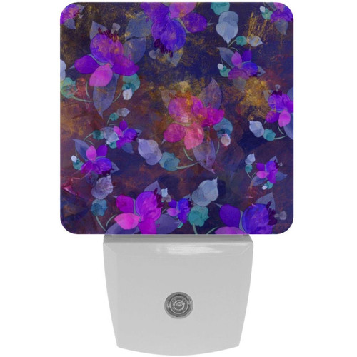 IEDHFNGDBFV Purple Twilight Garden Night Light Set of 2 Plug-in LED Nightlights Auto Dusk-to-Dawn Sensor Lamp for Bedroom Bathroom Kitchen Hallway Stairs