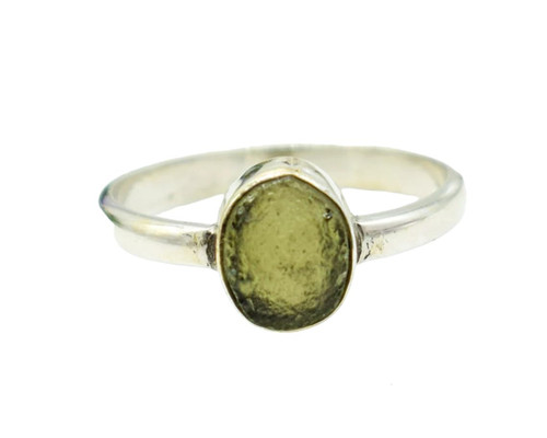 Natural Raw Moldavite Ring Statement Ring Rough Stone Ring Authentic Moldavite Raw Crystal Ring Statement Ring Czech Republic 925 Sterling Silver Ring by GemstonesHubStore (11.5)