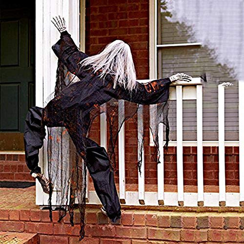 Halloween Decoration Animated Zombie, 63" Life Size Skeleton Zombie Prop with Creepy Hair and Clothes for Halloween Outdoor, Lawn, Yard, Patio Decoration, Haunted House Decoration