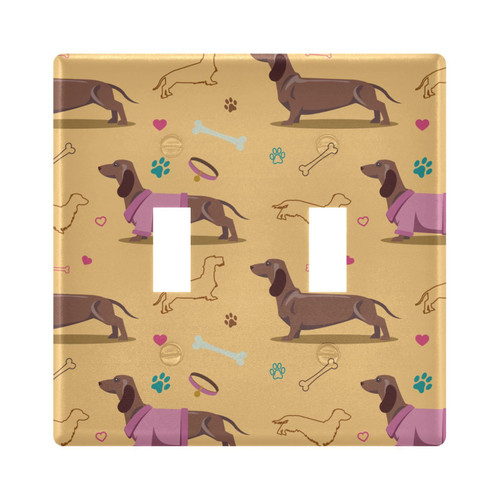 Dogs Light Switch Cover Plate Wall Outlet Cover Double Toggle Light Switches for Home Farmhouse Bedroom Kitchen Accessories,2-Gang