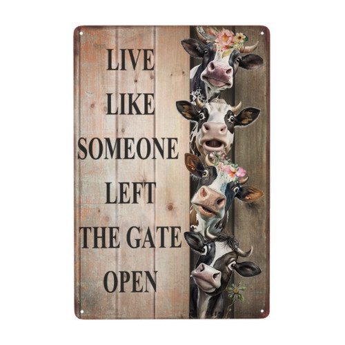 HORSESBLANKET Vintage Metal Poster Sign Decor Cow Personalized Retro Cow Decor Metal Aluminum Tin Sign For Farm Home Garden Sign Poster Cow Pictures Wall Art & Decor Gift 8"x12"