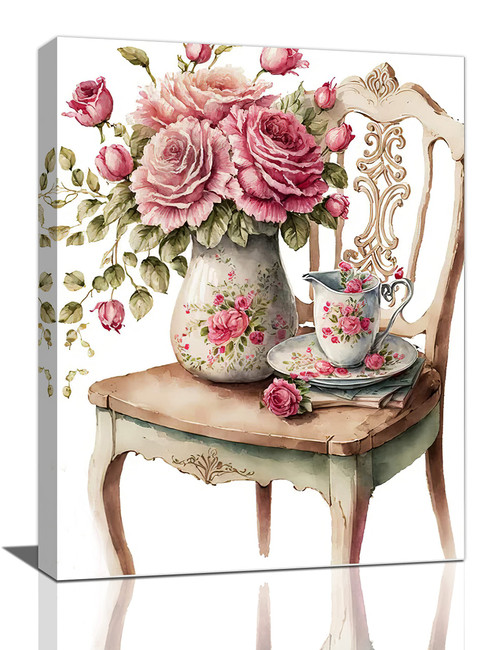 Pink Flower Wall Art Floral Pictures Wall Decor Canvas Print Dining Room Painting Modern Home Kitchen Decorations Framed Artwork 12"X16" Pink Flower Wall Art Floral Pictures Wall Decor Canvas Print Dining Room Painting Modern Home Kitchen Decorations Framed Artwork 12"X16"