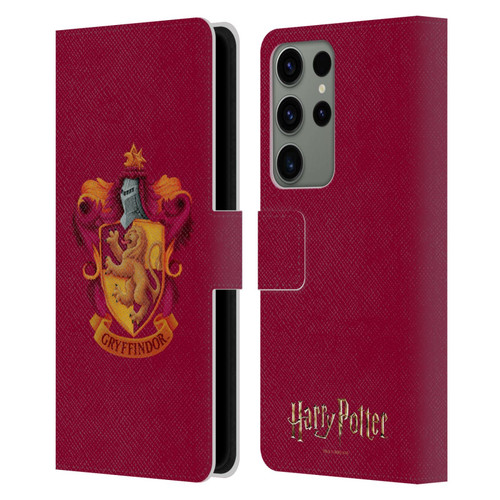 Head Case Designs Officially Licensed Harry Potter Gryffindor Crest Chamber of Secrets I Leather Book Wallet Case Cover Compatible with Samsung Galaxy S23 Ultra 5G