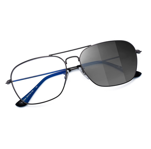 JM Aviator Photochromic Sunglasses, Square Blue Light Blocking Computer Glasses Gunmetal