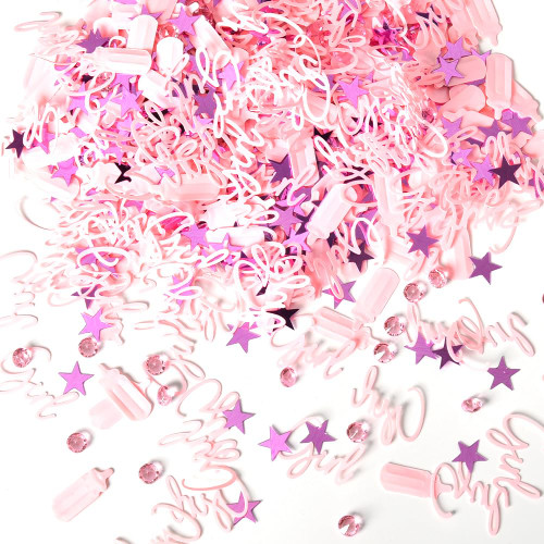 Baby Confetti for Baby Shower Pink Girl Gender Reveal Confetti for Party Glitter Baby Girl Table Decor Party Supplies